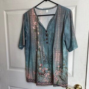 Floral Blue Women's Top